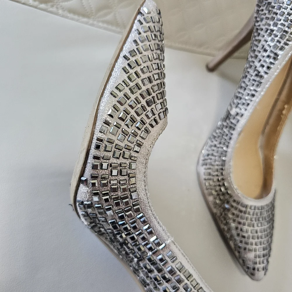 Jessica Simpson Claya Metal Pump in Gold Pewter high heel shoes size 10